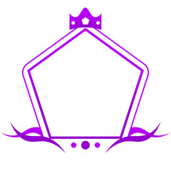 purple line pentagon frame and crown
