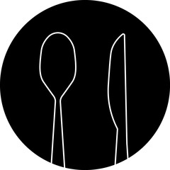Restaurant icon hotel vector black and white color. Cutlery icon. Spoon, knife, fork.