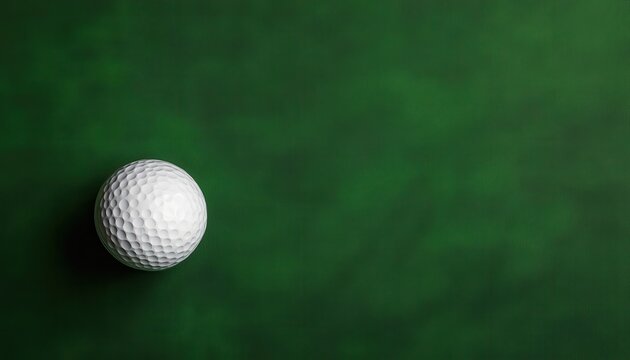 Close-up of a single golf ball on a textured green background, perfect for sports and recreation themes.