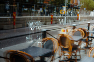 Reflections in a restaurant window