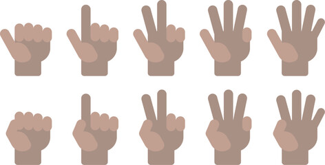 Obraz premium Flat vector Count number Spread fingers black hand
