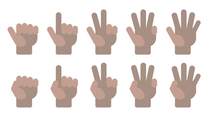 Flat vector Count number Spread fingers black hand