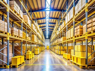 Fototapeta premium Modern Warehouse Interior with Efficient Storage Solutions and Organized Shelving Units