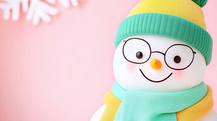 Fototapeta premium Cheerful Snowman Decorated for Winter Festivities