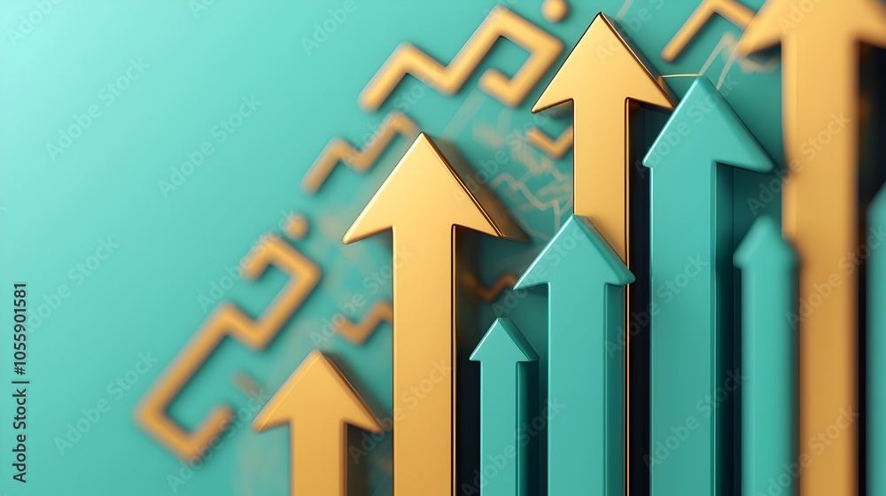 Leinwandbilder Vibrant 3D visualization showcasing a complex graph displaying key financial market data investment metrics and economic indicators against a backdrop of currency flows and a thriving