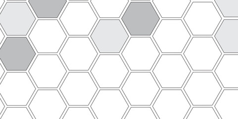 Vector geometric seamless texture symbol. Hexagon, bees hive cells pattern. Bee honey shapes. Abstract pattern with hexagonal white and gray technology line paper background.   Stylish grid texture. 
