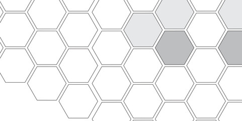 Vector geometric seamless texture symbol. Hexagon, bees hive cells pattern. Bee honey shapes. Abstract pattern with hexagonal white and gray technology line paper background.   Stylish grid texture. 
