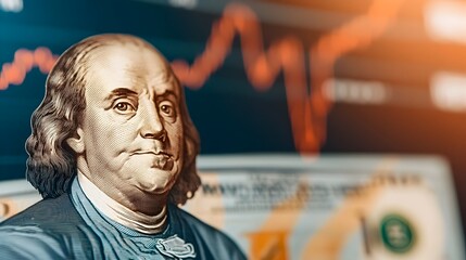 Detailed financial market data visualization set against a slick banking background showcasing impressive economic growth and investment insights through a polished