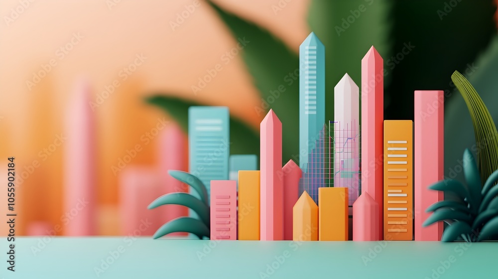 Poster vibrant 3d illustrated financial data visualization with charts currency diagrams and exchange rate 