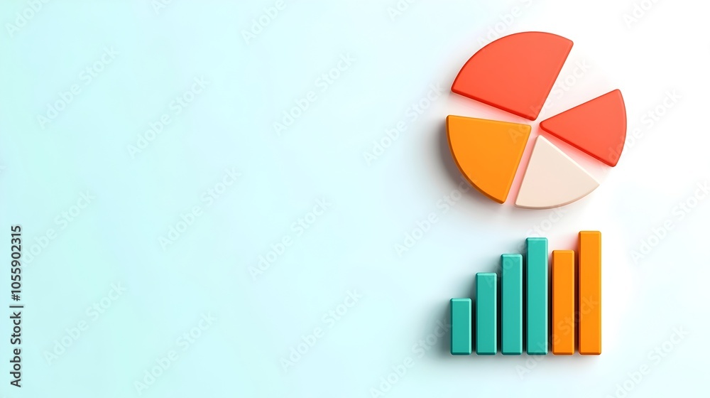Poster Captivating 3D data visualization designs featuring dynamic charts graphs and infographics in a vibrant color palette and dramatic lighting against stark white backgrounds