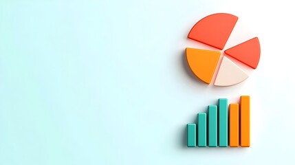 Captivating 3D data visualization designs featuring dynamic charts graphs and infographics in a vibrant color palette and dramatic lighting against stark white backgrounds