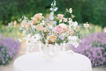 A close-up view of delicate pink flowers in full bloom, capturing the softness and beauty of springtime in a garden.