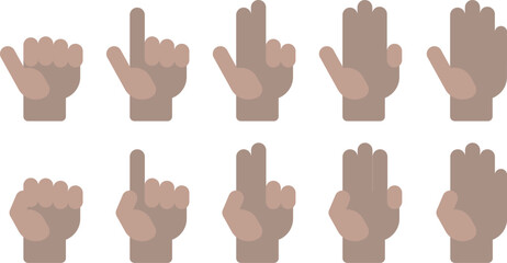 Flat vector Hand Count number hand black hand