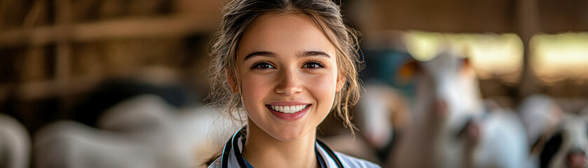 Portrait of a Compassionate Young Female Doctor Embracing Agriculture Concept of Healthcare Integration with Farming