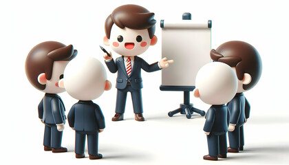 3D Manager Leadership Team Presentation Candid Business Strategy Communication Copy Space Icon Isolated White Background