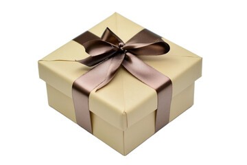 Obraz premium wrapped gift box with a plain ribbon, on a white background.
