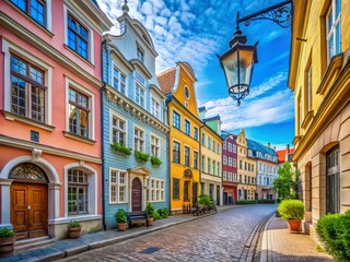 Obraz premium Old Town Riga Street: Architectural Wonders of Historic Charm and Beauty