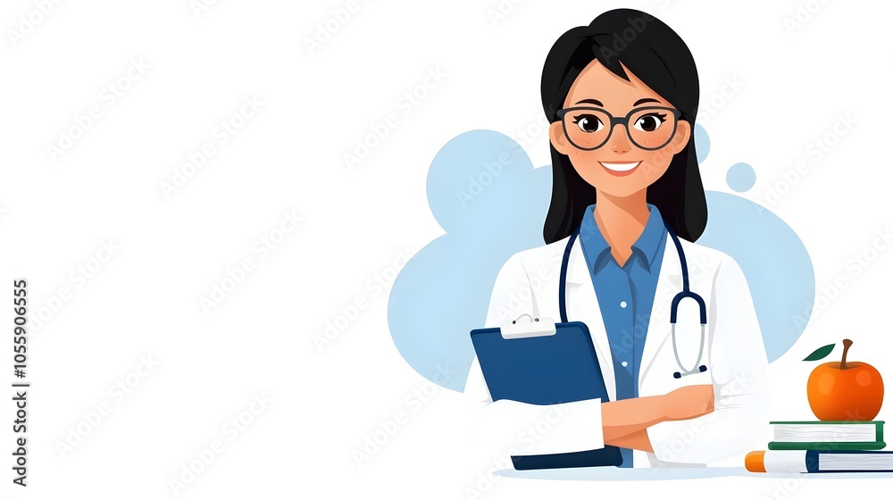 Poster Vivid avatar profession icon representing a teacher or educator in a flat design style shown in side view  The image conveys the concept of education learning and teaching through a stylized modern