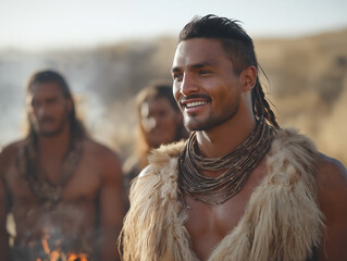 Native Ritual Preparation in Desert Landscape