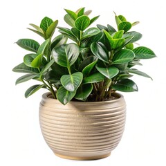 Obraz premium Realistic indoor plant with leaves in a pot white background