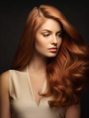 Fototapeta premium color retouching hair, in the style of linear simplicity, smooth and shiny, golden hues, 