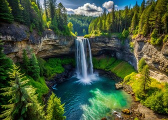 Obraz premium Picturesque Brandywine Falls in British Columbia: A Scenic View from the Observation Deck