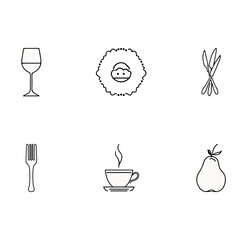 Food Hand Drawn Line Art Icons Vector Set