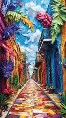 Fototapeta premium Fourtakig mardi gras vertical wallpaper a colorful paper craft celebration of festivity and artistry