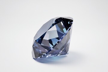Glimmering Blue Crystal Gemstone on White Background