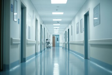 Bright and Clean Hospital Corridor Interior