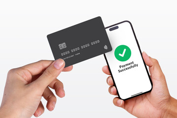Successful Mobile Payment with Credit Card in Hand – Secure Digital Transaction