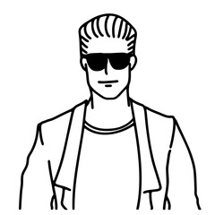 サングラスをかけた男性　線画
