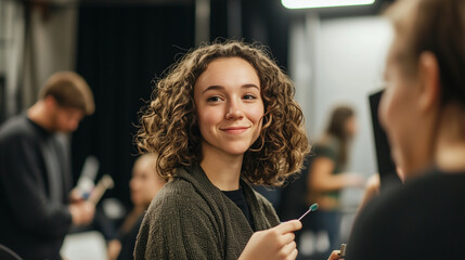 Community Theater Backstage Preparing Costumes and Makeup