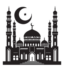 Mosque silhouette vector illustrations