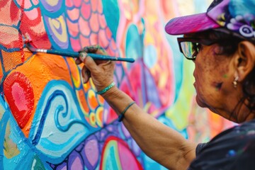 Vibrant Mural Creation Showcasing Artistic Talent for Creative Arts Festival Poster Design