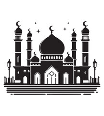 Mosque silhouette vector illustrations