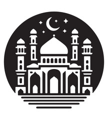 Mosque silhouette vector illustrations