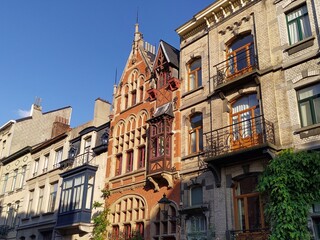 Belgian neo flemish art deco building facade
