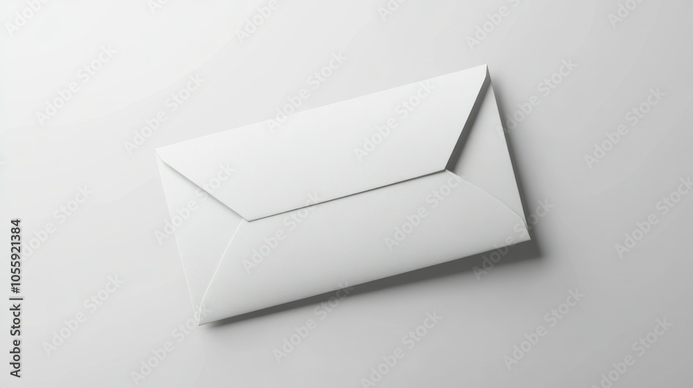 Poster white envelope with textured surface on a light grey background