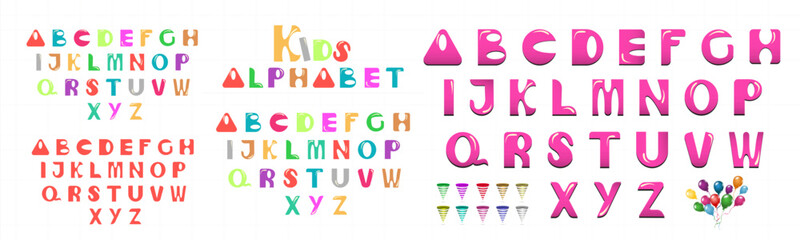 Vector alphabet in a playful kids' style. Fun letters for design.