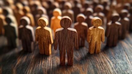 Obraz premium A conceptual photo of a human figure icon in a group of divers people standing out, symbolizing recruitment or talent selection