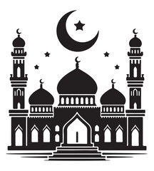 Mosque silhouette vector illustrations