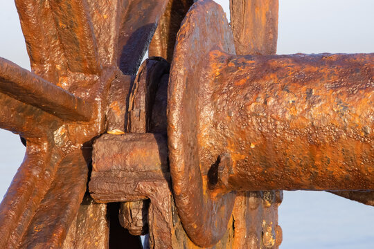 heavy rust and corrosion on old steel machinery