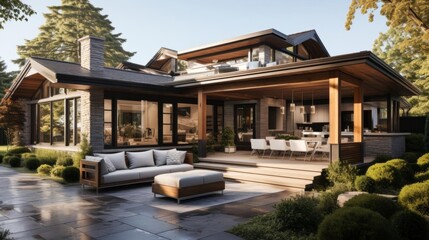 A large house with a patio and a pool