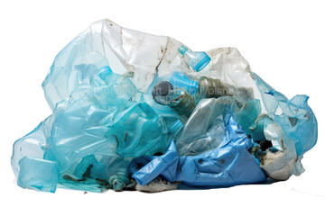 Fototapeta premium Crushed plastic bottle on transparent background