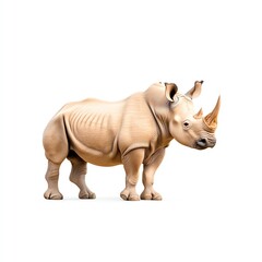 Obraz premium A realistic depiction of a rhinoceros showcasing its unique features and muscular build against a plain background.