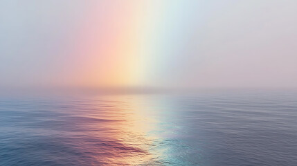 Fototapeta premium Serene ocean view with a subtle rainbow reflection