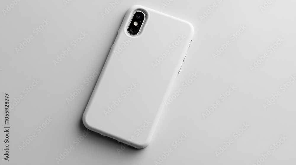 Poster white smartphone with a protective case