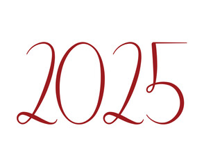 Happy New Year 2025 Red Line Style Design Elegant Abstract Vector Illustration