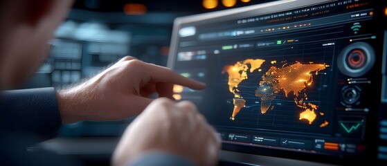Futuristic digital interface showcasing advanced cybersecurity threat monitoring and real time protection protocols